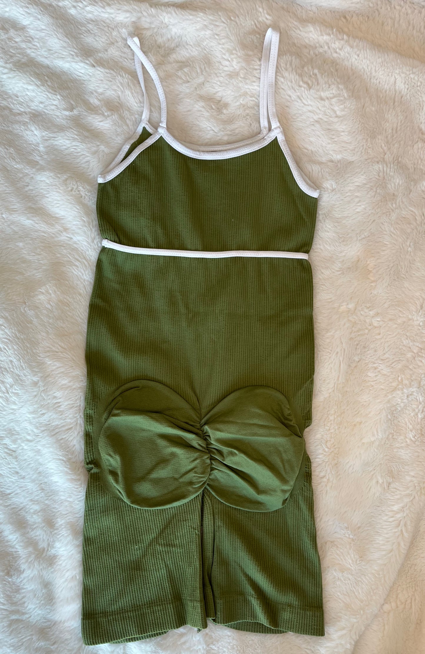 Jumpsuit Corto Líneas Tirantes Verde