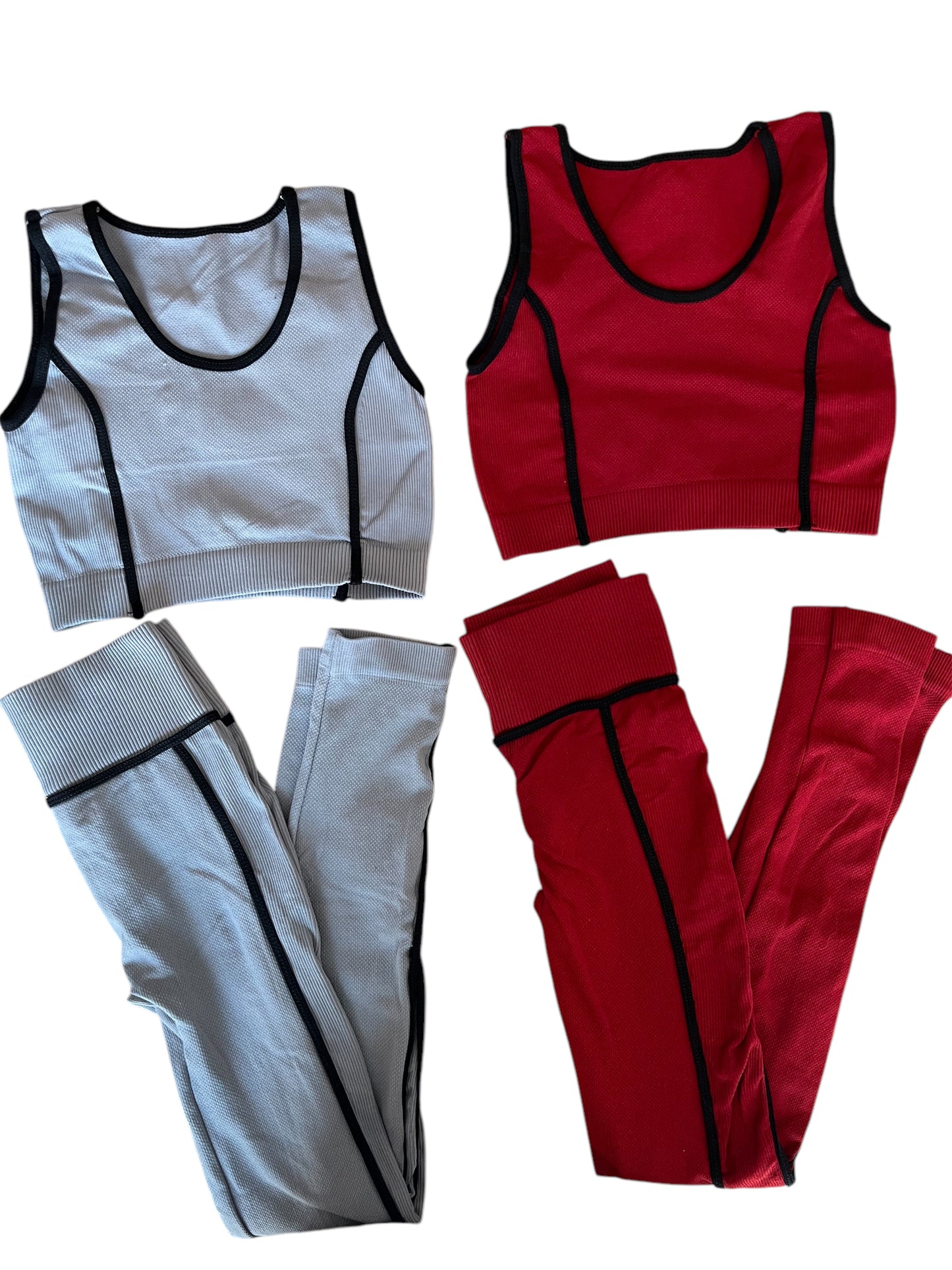 Conjunto Leggin y Top Rojo Líneas