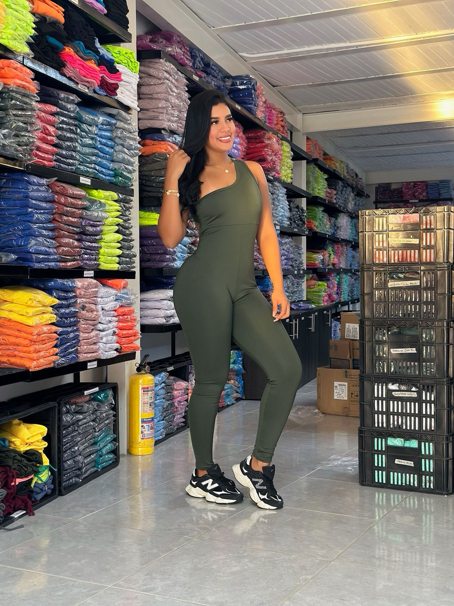 Jumpsuit Sólido Hombro