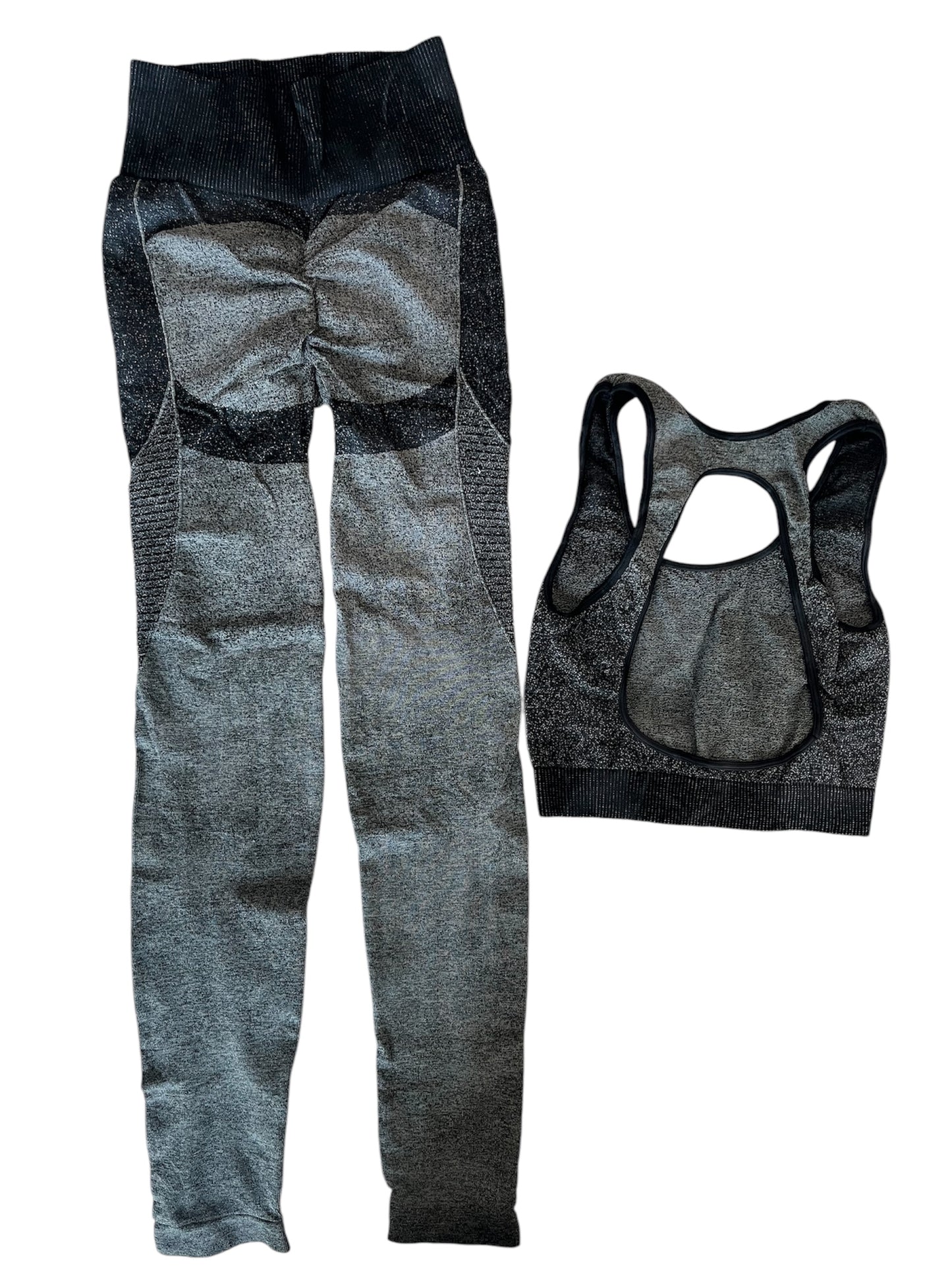 Conjunto Leggin poros y Top Jaspe Negro