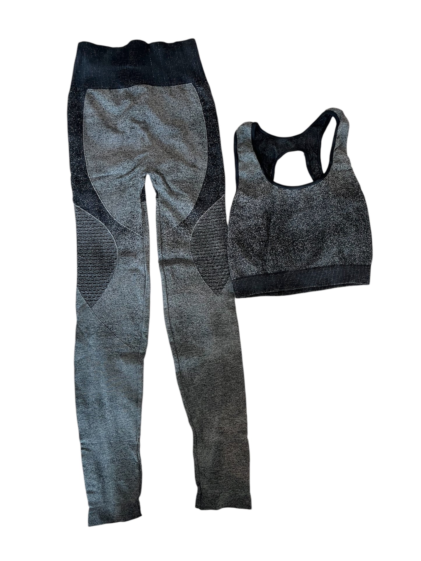 Conjunto Leggin poros y Top Jaspe Negro